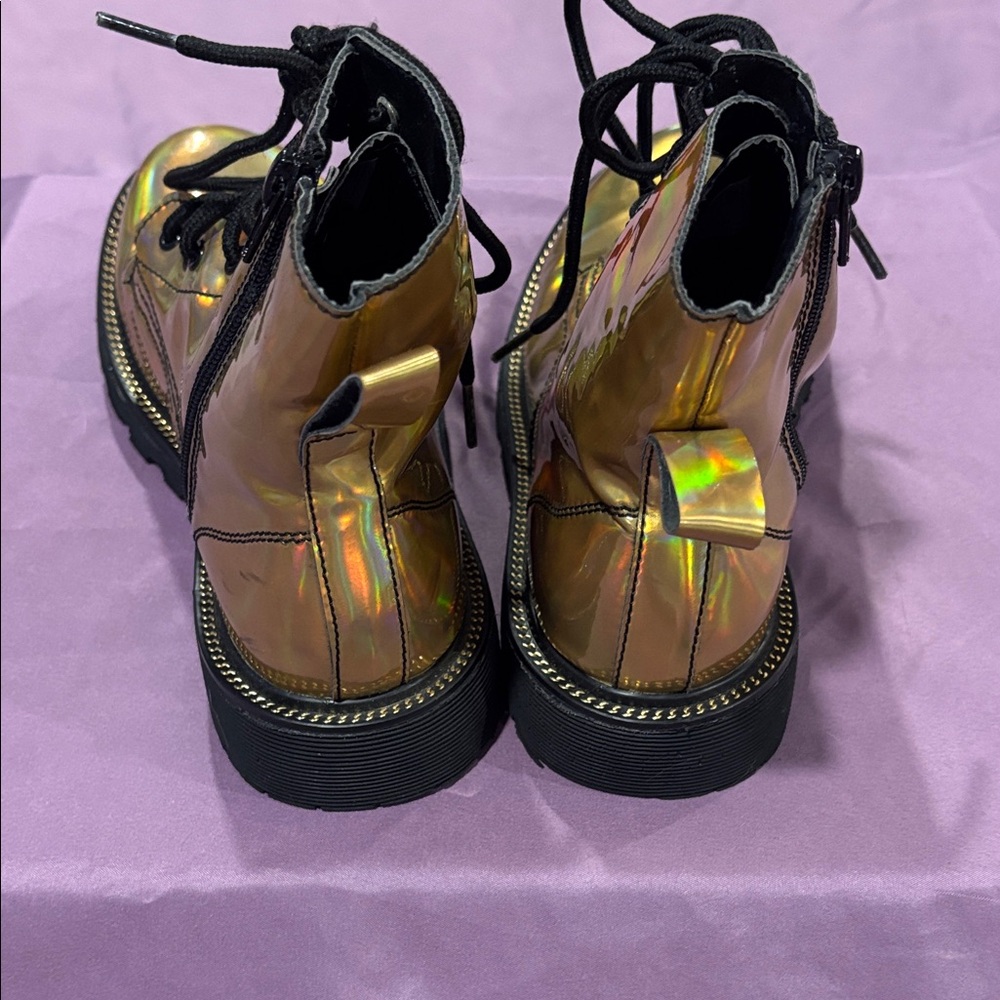 Holographic Gold Combat Boots - Picture 6 of 11